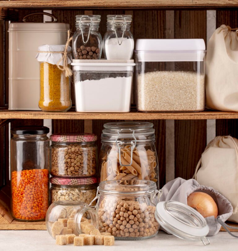 despensa organizada con alimentos saludables